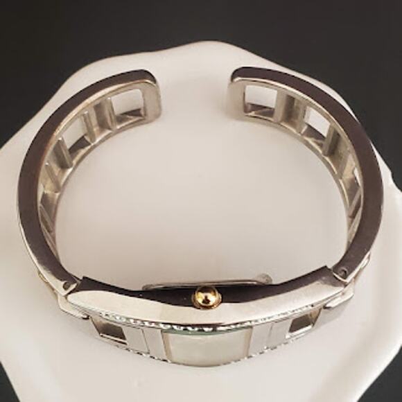 Geneva Women's Bracelet Watch Cuff Silver Tone with Crystals Gold Tone Dressy - Picture 3 of 8